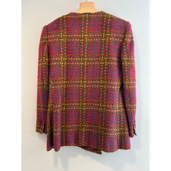 VTG Glimor Tweed Skirt Set Fuchsia Green Double Breasted & Pencil Skirt Sz 12 SG - Picture 6 of 15